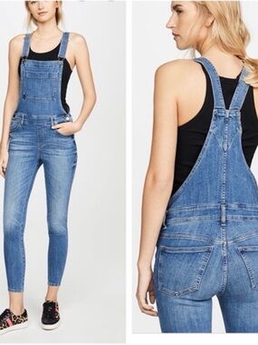 DL1961 Florence Mid-Rise Skinny Overalls in Burrow Wash - Size 28 (US 6)